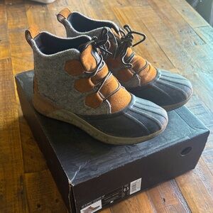 Gray and Brown waterproof boots